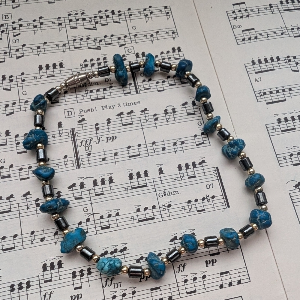 Elegant Blue and Silver Beaded Large Bracelet